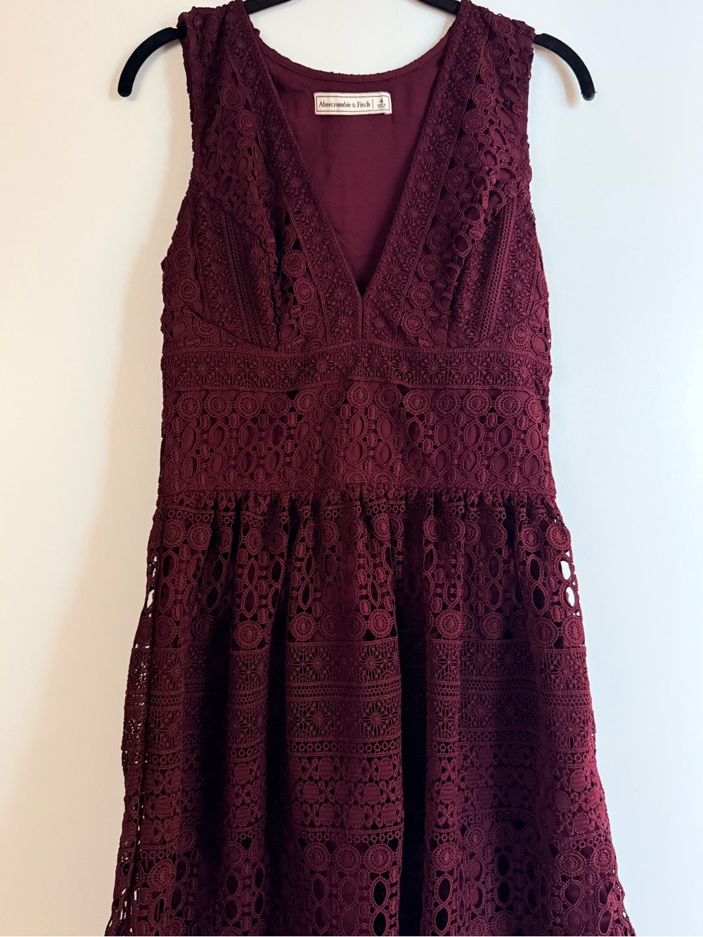 Abercrombie & Fitch Wine Lace V-Neck Dress
